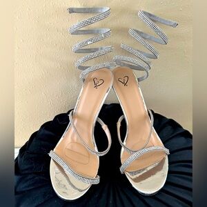 Windsor Fancy Feet Stiletto Heels in silver with rhinestones perfect for Prom!